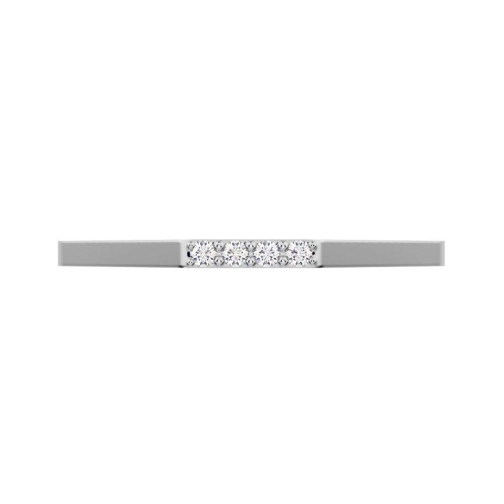 0.04 ct Round Cut Moissanite dainty Minimalist Stackable half eternity bar light simple 14K / 18K Solid White Gold everyday wedding band
