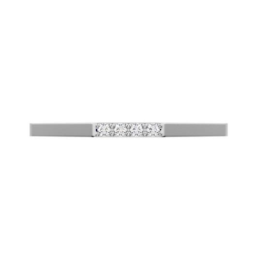 0.04 ct Round Cut Moissanite dainty Minimalist Stackable half eternity bar light simple 14K / 18K Solid White Gold everyday wedding band