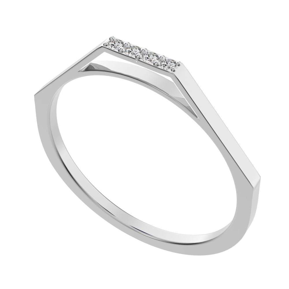 0.04 ct Round Cut Moissanite dainty Minimalist Stackable half eternity bar light simple 14K / 18K Solid White Gold everyday wedding band