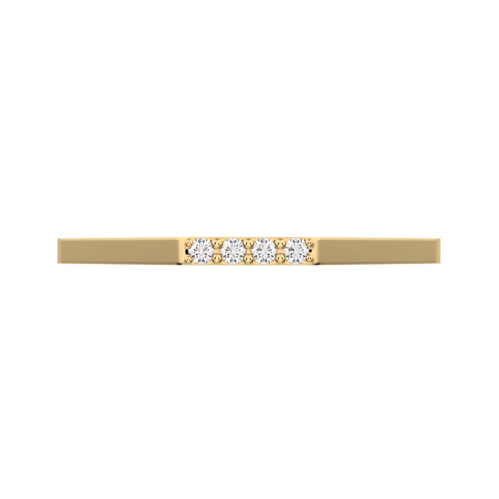 0.04 ct Round Cut Moissanite dainty Minimalist Stackable half eternity bar light simple 14K / 18K Solid Yellow Gold everyday wedding band