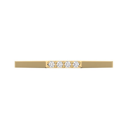 0.04 ct Round Cut Moissanite dainty Minimalist Stackable half eternity bar light simple 14K / 18K Solid Yellow Gold everyday wedding band