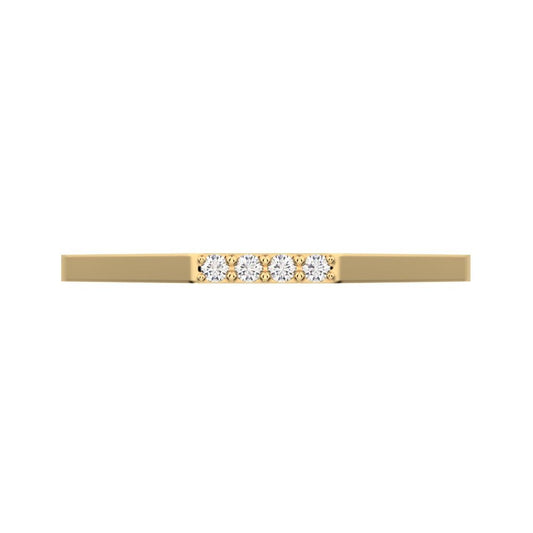 0.04 ct Round Cut Moissanite dainty Minimalist Stackable half eternity bar light simple 14K / 18K Solid Yellow Gold everyday wedding band
