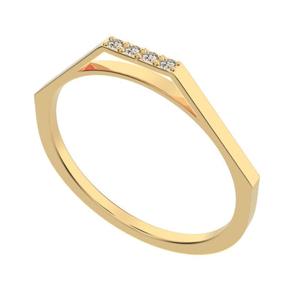 0.04 ct Round Cut Moissanite dainty Minimalist Stackable half eternity bar light simple 14K / 18K Solid Yellow Gold everyday wedding band