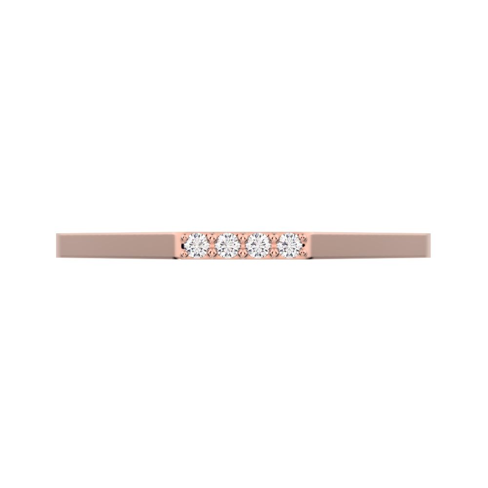 0.04Ct Round Cut Simulated Clear Diamond Minimalist Stackable half eternity bar simple 14K / 18K Solid Rose Gold everyday wedding band