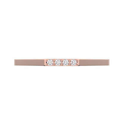 0.04Ct Round Cut Simulated Clear Diamond Minimalist Stackable half eternity bar simple 14K / 18K Solid Rose Gold everyday wedding band
