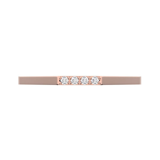0.04 ct Round Cut Moissanite dainty Minimalist Stackable half eternity bar light simple 14K / 18K Solid Rose Gold everyday wedding band