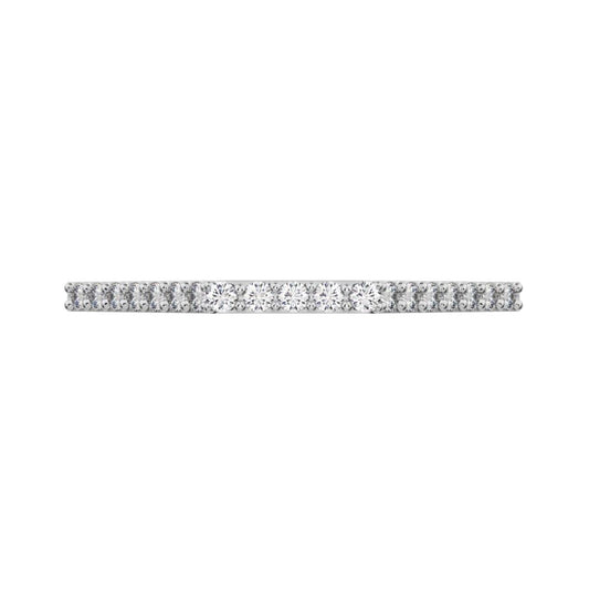 0.19Ct Round Cut Simulated Clear Diamond Minimalist Stackable half eternity light simple 14K / 18K Solid White Gold everyday wedding band