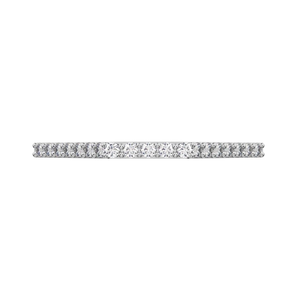 0.19 ct Round Cut Moissanite dainty Minimalist Stackable half eternity light simple 14K / 18K Solid White Gold everyday wedding band