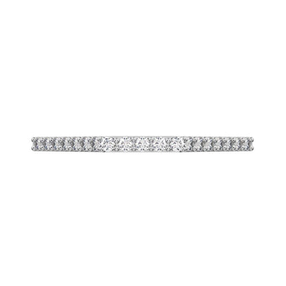 0.19 ct Round Cut Moissanite dainty Minimalist Stackable half eternity light simple 14K / 18K Solid White Gold everyday wedding band