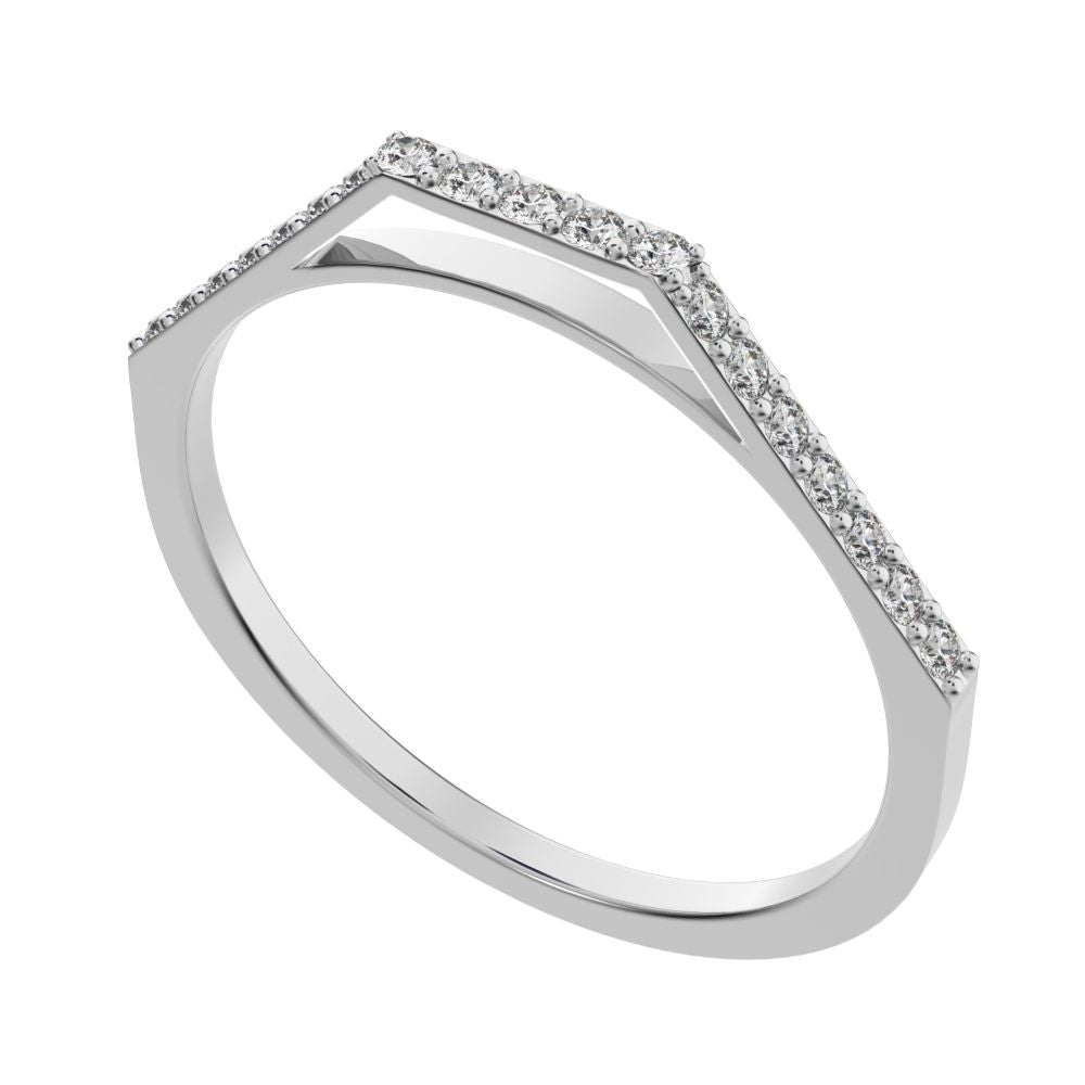 0.19Ct Round Cut Simulated Clear Diamond Minimalist Stackable half eternity light simple 14K / 18K Solid White Gold everyday wedding band