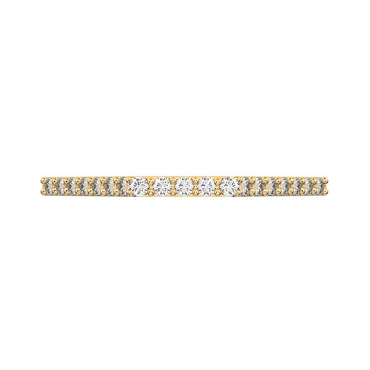 0.19Ct Round Cut Simulated Clear Diamond dainty Minimalist Stackable half eternity simple 14K / 18K Solid Yellow Gold everyday wedding band