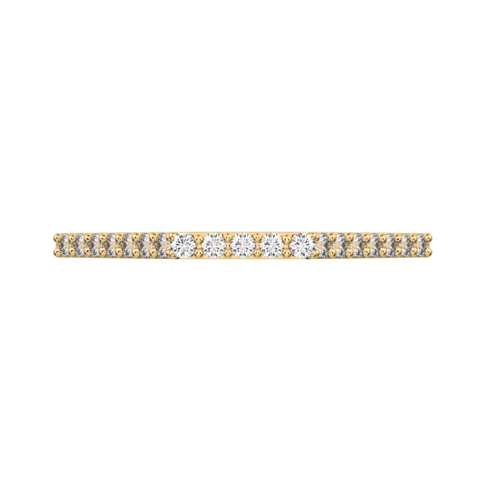 0.19 ct Round Cut Moissanite dainty Minimalist Stackable half eternity light simple 14K / 18K Solid Yellow Gold everyday wedding band