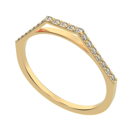 0.19Ct Round Cut Simulated Clear Diamond dainty Minimalist Stackable half eternity simple 14K / 18K Solid Yellow Gold everyday wedding band