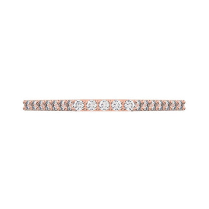 0.19Ct Round Cut Simulated Clear Diamond Minimalist Stackable half eternity light simple 14K / 18K Solid Rose Gold everyday wedding band