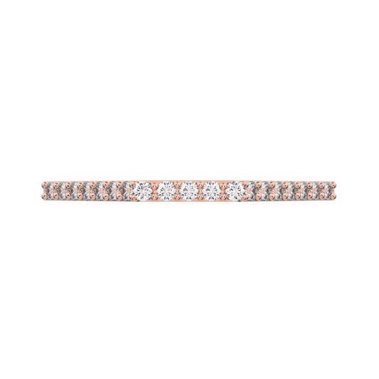 0.19Ct Round Cut Simulated Clear Diamond Minimalist Stackable half eternity light simple 14K / 18K Solid Rose Gold everyday wedding band