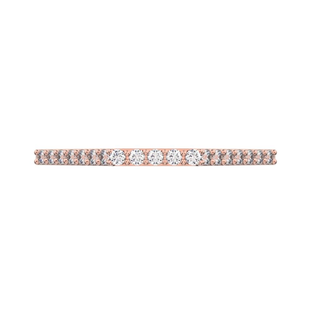 0.19 ct Round Cut Moissanite dainty Minimalist Stackable half eternity light simple 14K / 18K Solid Rose Gold everyday wedding band