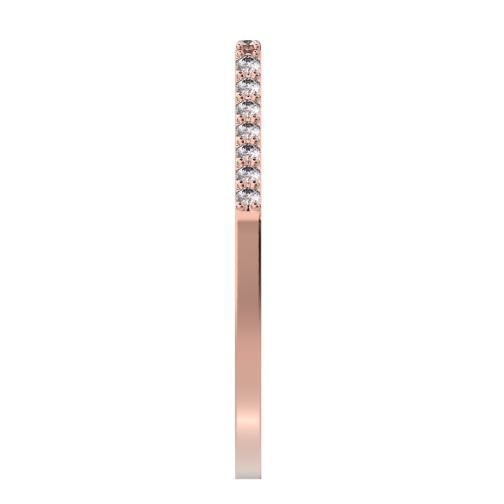0.19Ct Round Cut Simulated Clear Diamond Minimalist Stackable half eternity light simple 14K / 18K Solid Rose Gold everyday wedding band