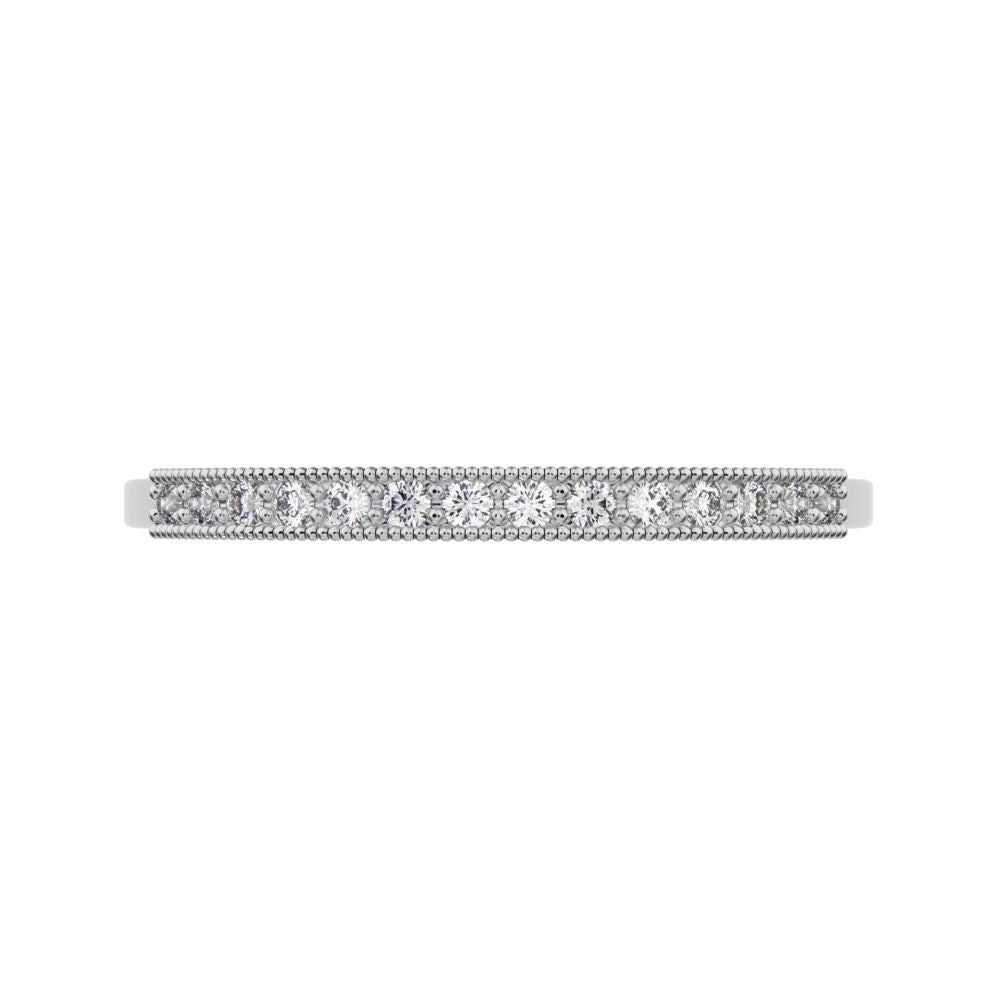 0.14Ct Round Cut Simulated Clear Diamond Minimalist Stackable half eternity light simple 14K / 18K Solid White Gold everyday wedding band