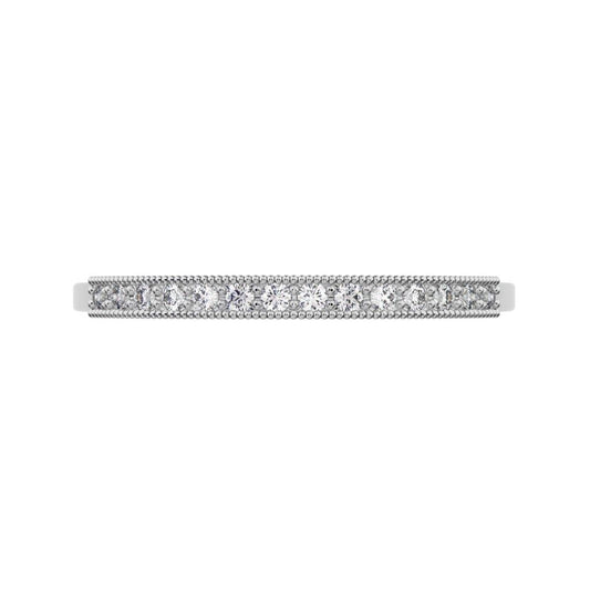 0.14 ct Round Cut Moissanite dainty Minimalist Stackable half eternity light simple 14K / 18K Solid White Gold everyday wedding band