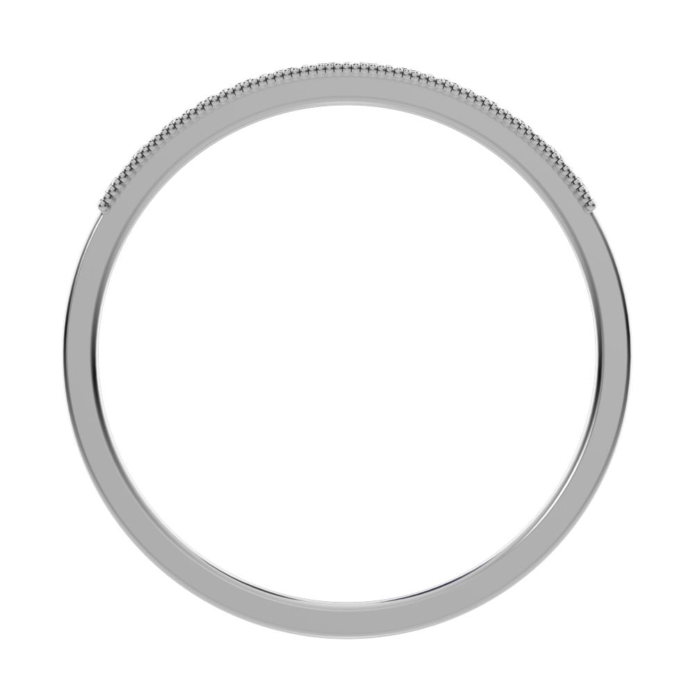 0.14Ct Round Cut Simulated Clear Diamond Minimalist Stackable half eternity light simple 14K / 18K Solid White Gold everyday wedding band