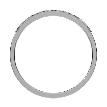 0.14Ct Round Cut Simulated Clear Diamond Minimalist Stackable half eternity light simple 14K / 18K Solid White Gold everyday wedding band