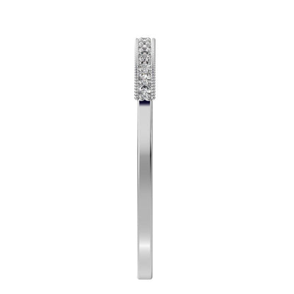 0.14Ct Round Cut Simulated Clear Diamond Minimalist Stackable half eternity light simple 14K / 18K Solid White Gold everyday wedding band