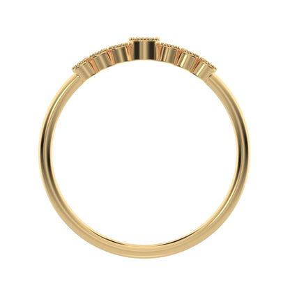 0.085 ct Round Cut Simulated Clear Diamond dainty halo Minimalist solitaire with accents milgrain 14K / 18K Solid Yellow Gold everyday ring