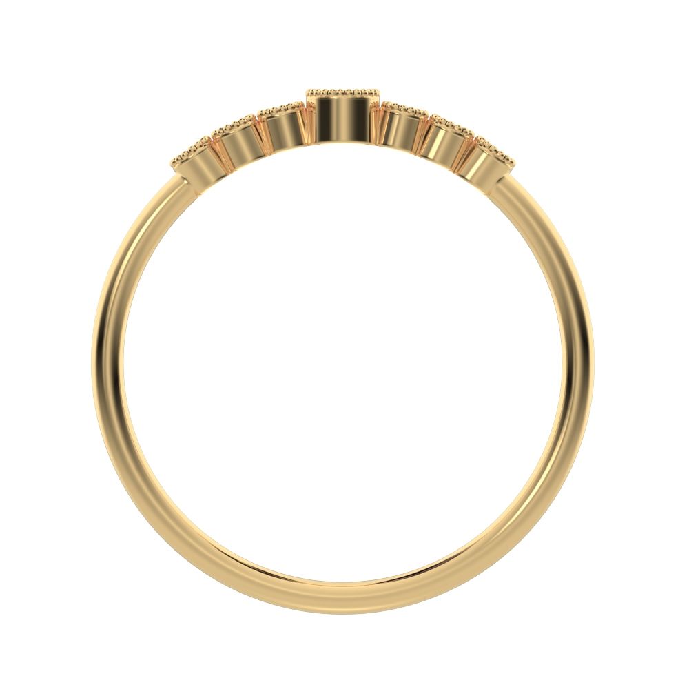 0.085 ct Round Cut Moissanite dainty halo Minimalist solitaire with accents bezel milgrain 14K / 18K Solid Yellow Gold everyday ring