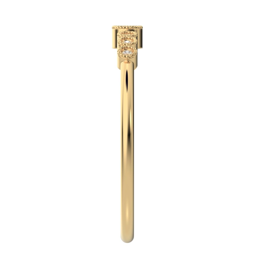 0.085 ct Round Cut Simulated Clear Diamond dainty halo Minimalist solitaire with accents milgrain 14K / 18K Solid Yellow Gold everyday ring
