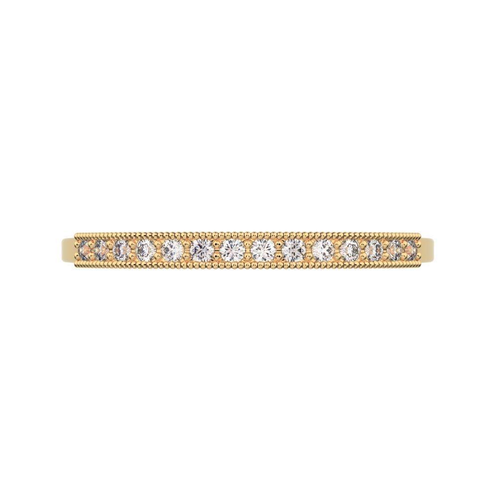 0.14Ct Round Cut Simulated Clear Diamond dainty Minimalist Stackable half eternity simple 14K / 18K Solid Yellow Gold everyday wedding band