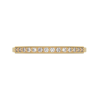 0.14 ct Round Cut Moissanite dainty Minimalist Stackable half eternity light simple 14K / 18K Solid Yellow Gold everyday wedding band