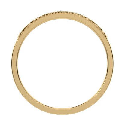 0.14Ct Round Cut Simulated Clear Diamond dainty Minimalist Stackable half eternity simple 14K / 18K Solid Yellow Gold everyday wedding band