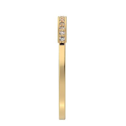 0.14 ct Round Cut Moissanite dainty Minimalist Stackable half eternity light simple 14K / 18K Solid Yellow Gold everyday wedding band