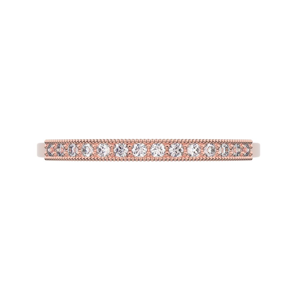 0.14 ct Round Cut Moissanite dainty Minimalist Stackable half eternity light simple 14K / 18K Solid Rose Gold everyday wedding band