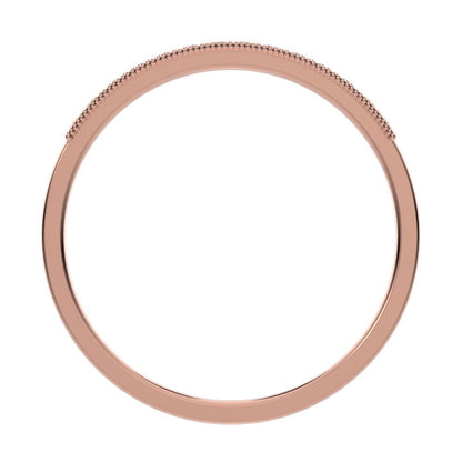 0.14 ct Round Cut Moissanite dainty Minimalist Stackable half eternity light simple 14K / 18K Solid Rose Gold everyday wedding band