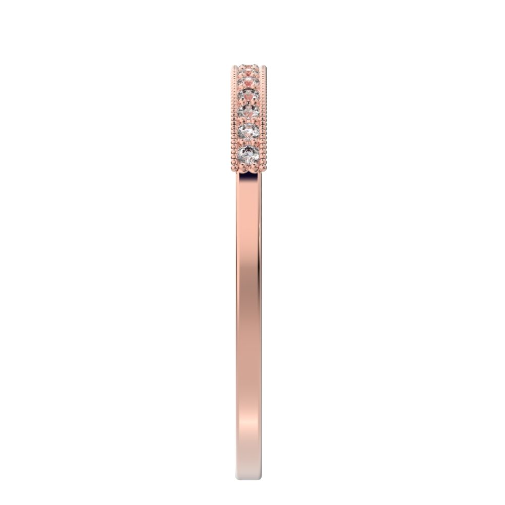 0.14 ct Round Cut Moissanite dainty Minimalist Stackable half eternity light simple 14K / 18K Solid Rose Gold everyday wedding band