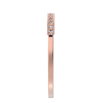0.14 ct Round Cut Moissanite dainty Minimalist Stackable half eternity light simple 14K / 18K Solid Rose Gold everyday wedding band