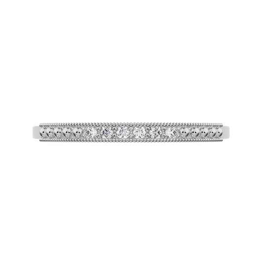 0.06Ct Round Cut Simulated Clear Diamond Minimalist Stackable half eternity light simple 14K / 18K Solid White Gold everyday wedding band