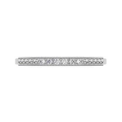 0.06 ct Round Cut Moissanite dainty Minimalist Stackable half eternity light simple 14K / 18K Solid White Gold everyday wedding band