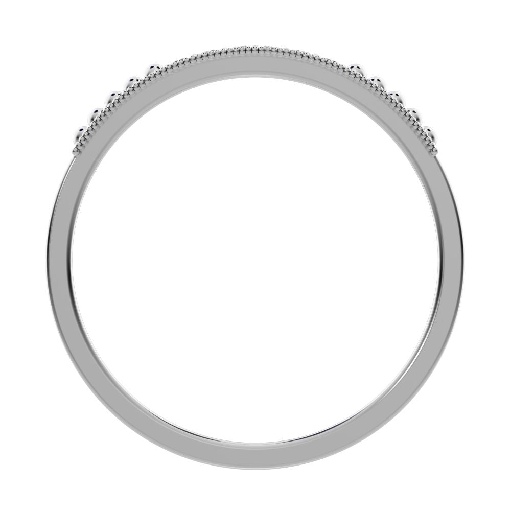 0.06Ct Round Cut Simulated Clear Diamond Minimalist Stackable half eternity light simple 14K / 18K Solid White Gold everyday wedding band