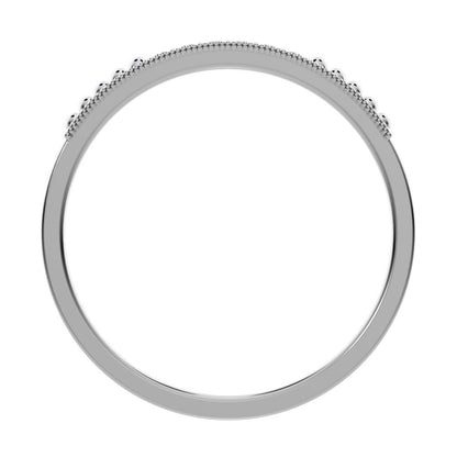 0.06Ct Round Cut Simulated Clear Diamond Minimalist Stackable half eternity light simple 14K / 18K Solid White Gold everyday wedding band