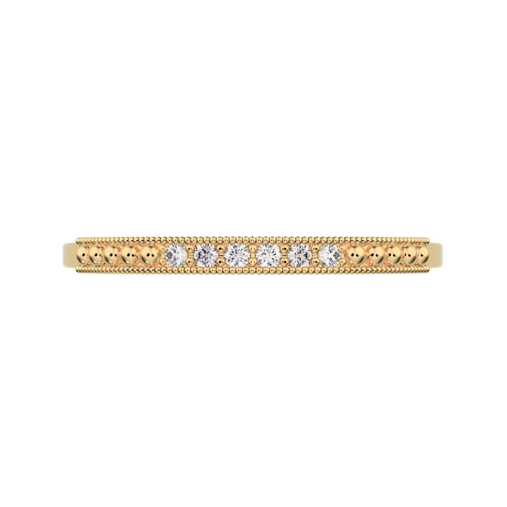0.06 ct Round Cut Moissanite dainty Minimalist Stackable half eternity light simple 14K / 18K Solid Yellow Gold everyday wedding band