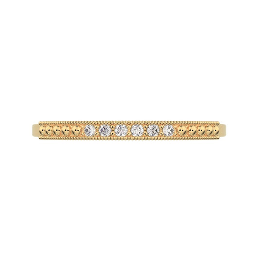 0.06 ct Round Cut Moissanite dainty Minimalist Stackable half eternity light simple 14K / 18K Solid Yellow Gold everyday wedding band