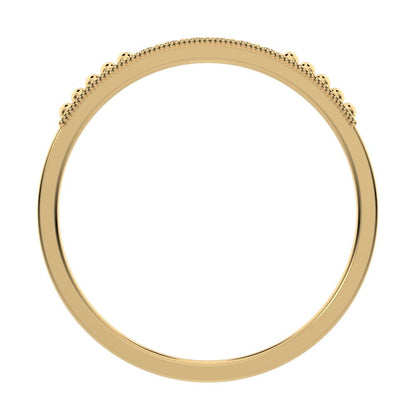 0.06Ct Round Cut Simulated Clear Diamond dainty Minimalist Stackable half eternity simple 14K / 18K Solid Yellow Gold everyday wedding band