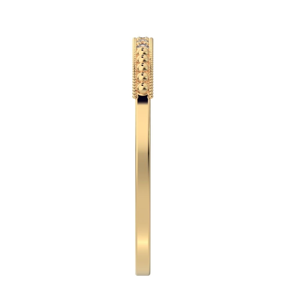 0.06 ct Round Cut Moissanite dainty Minimalist Stackable half eternity light simple 14K / 18K Solid Yellow Gold everyday wedding band