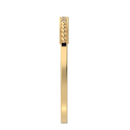 0.06 ct Round Cut Moissanite dainty Minimalist Stackable half eternity light simple 14K / 18K Solid Yellow Gold everyday wedding band