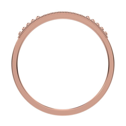 0.06 ct Round Cut Moissanite dainty Minimalist Stackable half eternity light simple 14K / 18K Solid Rose Gold everyday wedding band