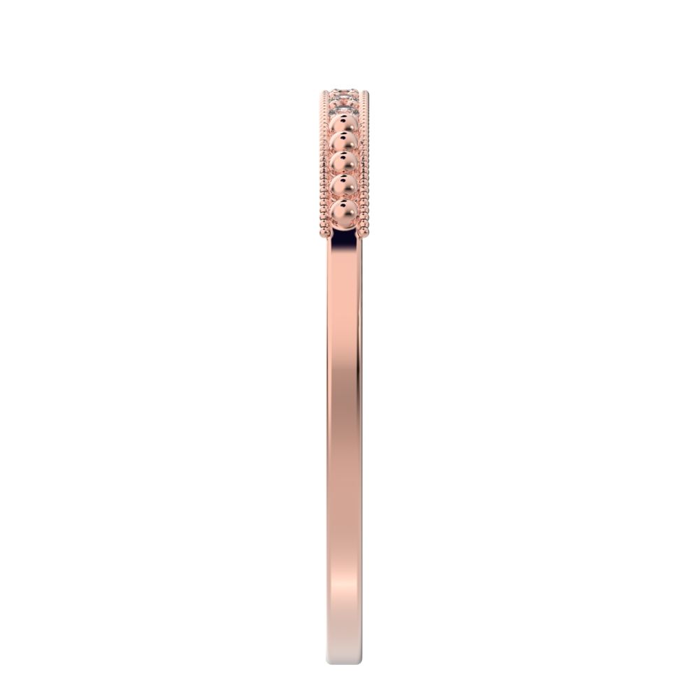 0.06Ct Round Cut Simulated Clear Diamond Minimalist Stackable half eternity light simple 14K / 18K Solid Rose Gold everyday wedding band