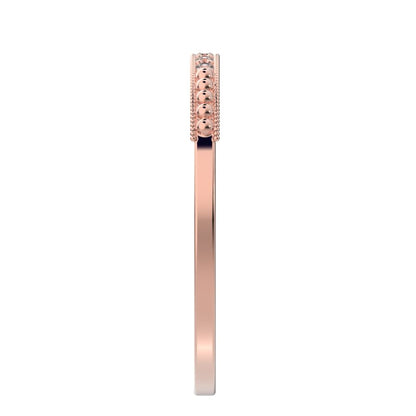 0.06Ct Round Cut Simulated Clear Diamond Minimalist Stackable half eternity light simple 14K / 18K Solid Rose Gold everyday wedding band