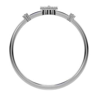 0.08 ct Round Cut Simulated Clear Diamond dainty Minimalist floral clover leaf cluster halo light 14K / 18K Solid White Gold everyday ring